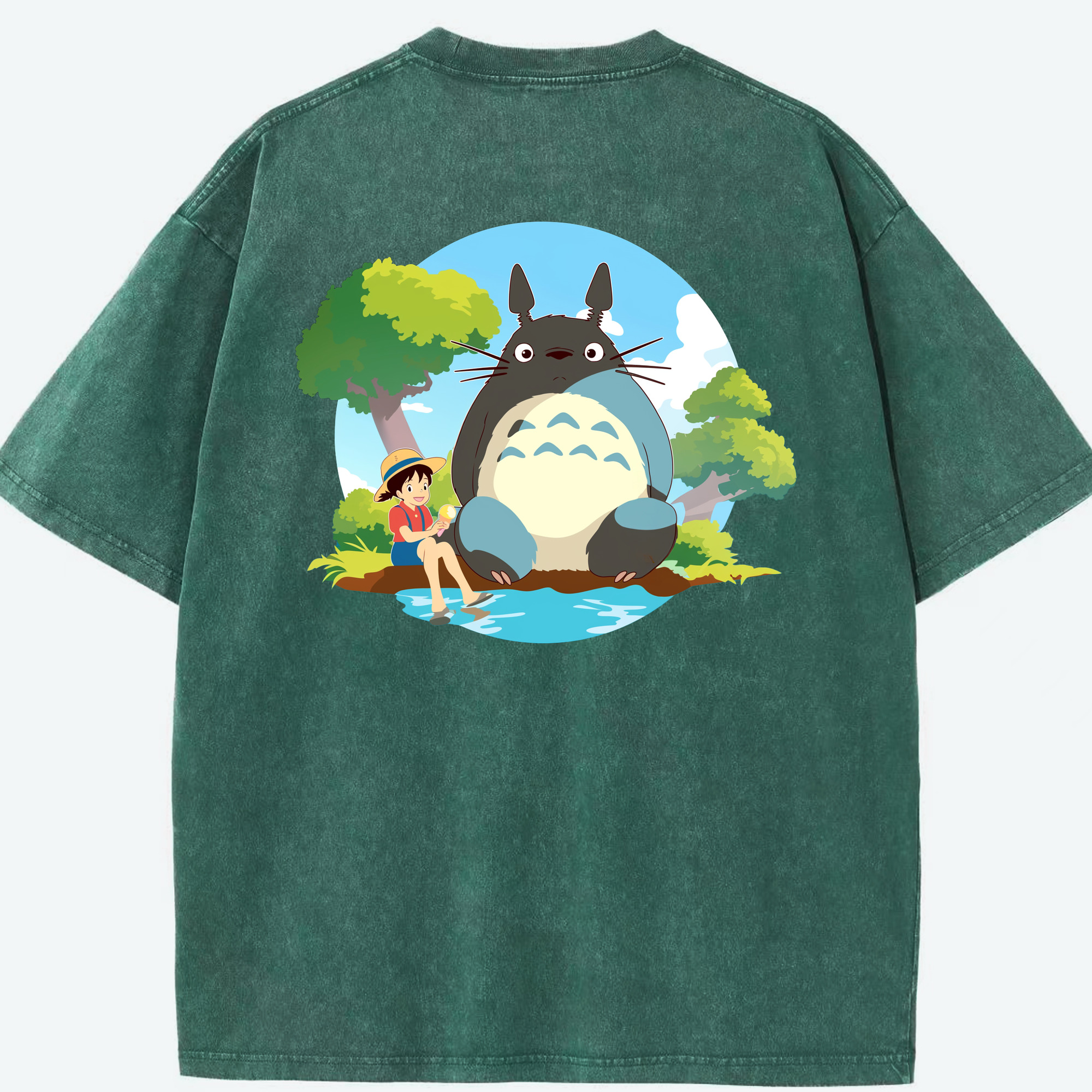 （画像用） となりのトトロ 草壁メイ 草壁サツキ My Neighbor Totoro Satsuki Kusakabe Mei Kusakabe 綿100% ヴィンテージ風 半袖Tシャツ（背面プリント）